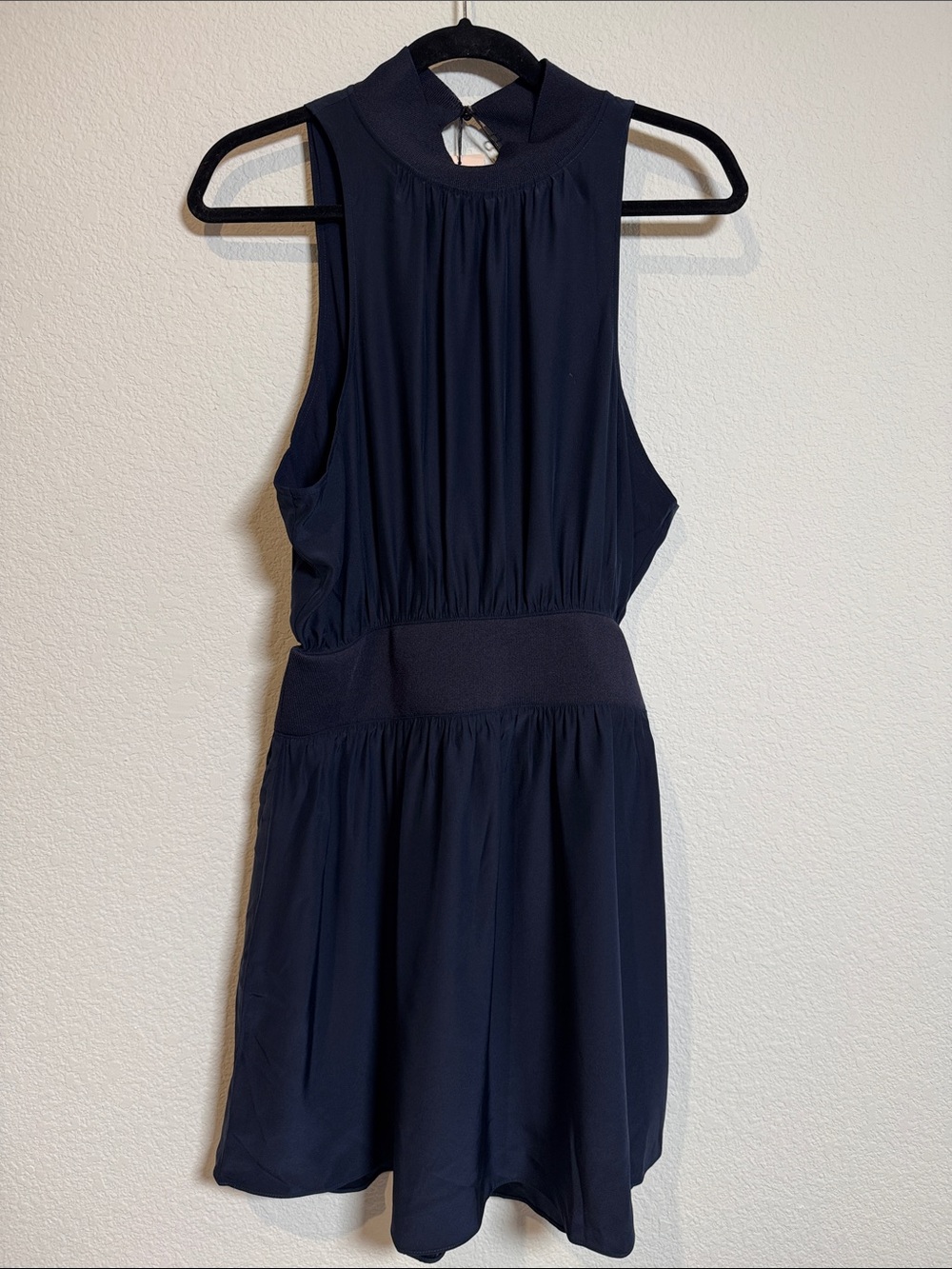 NWT Cinq A Sept Navy Blue Fern Silk Mini Dress